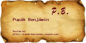 Pupák Benjámin névjegykártya